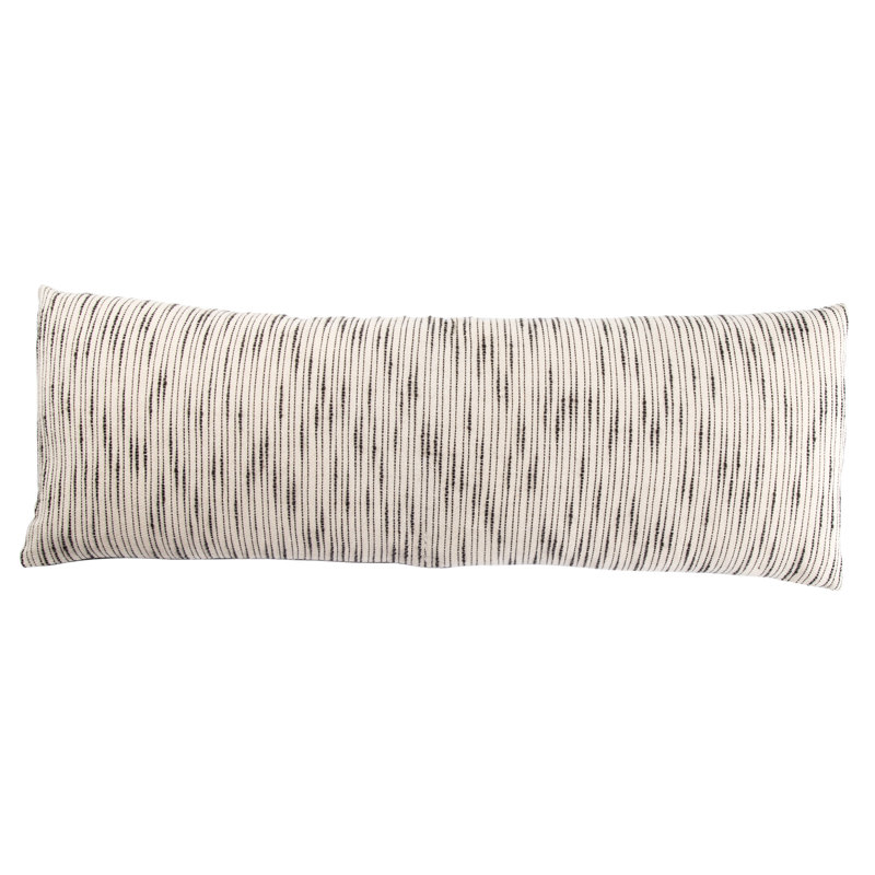 Saxon Stripe Cotton Lumbar Pillow, 14" x 40", Polyfill