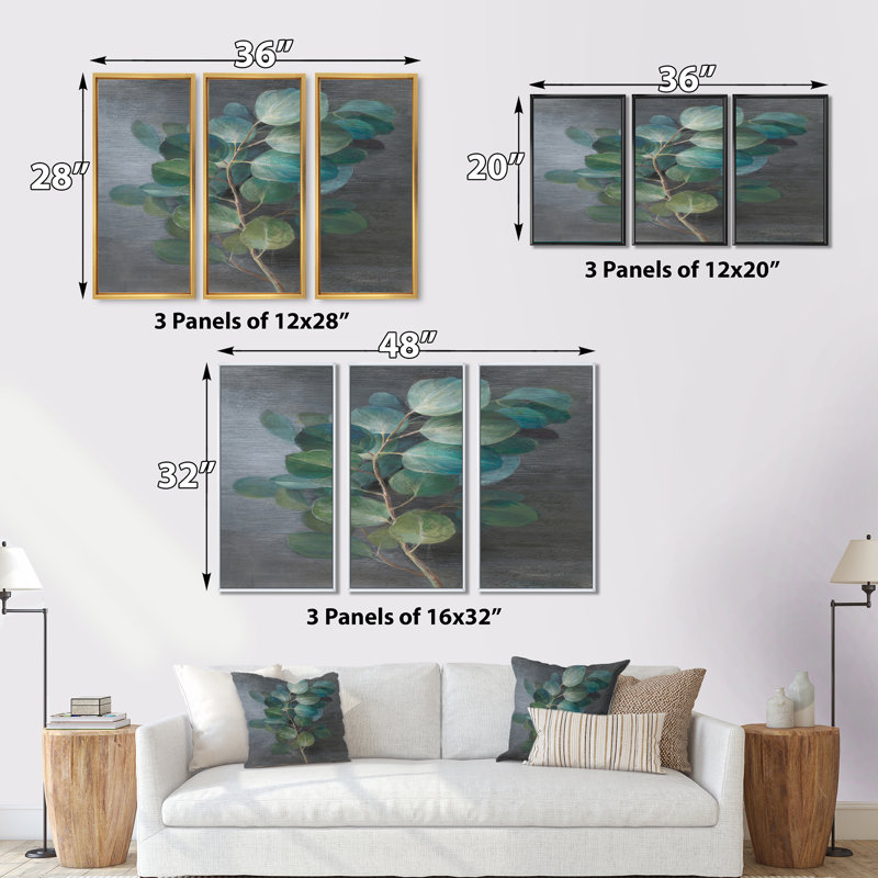 «Fresh Leaves I», ensemble d'art mural sur toile encadré de campagne, H 28 po x l 36 po x P 1 po, Or