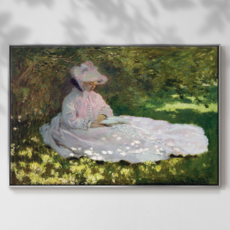Monet, reproduction d'art encadrée sur toile par Claude Monet, Argent, H 27 po x l 41 po x P 2 po