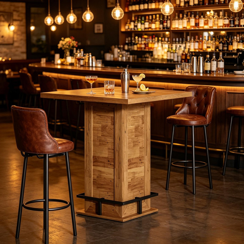 Bar Table - MDF - 1 Piece - Bar Table - Black - Vintage Style