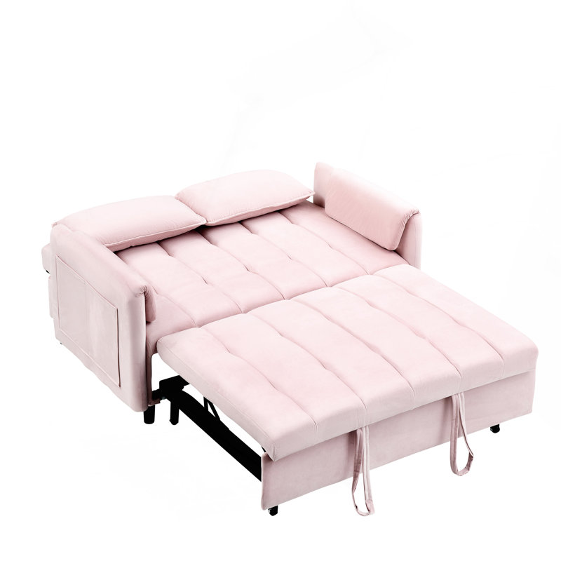 Canapé moderne en velours rose 52 po, Rose