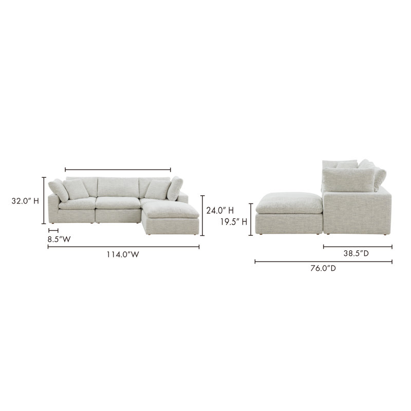 4 - Piece Performance Fabric Modular Sectional, Light Gray Livesmart®