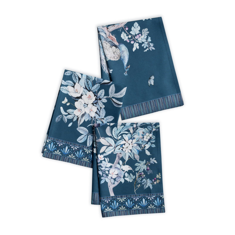 Maison d'Hermine Peacock Utopia - Ensemble de 3 torchons de cuisine 100 % coton original - 51 x 70 cm