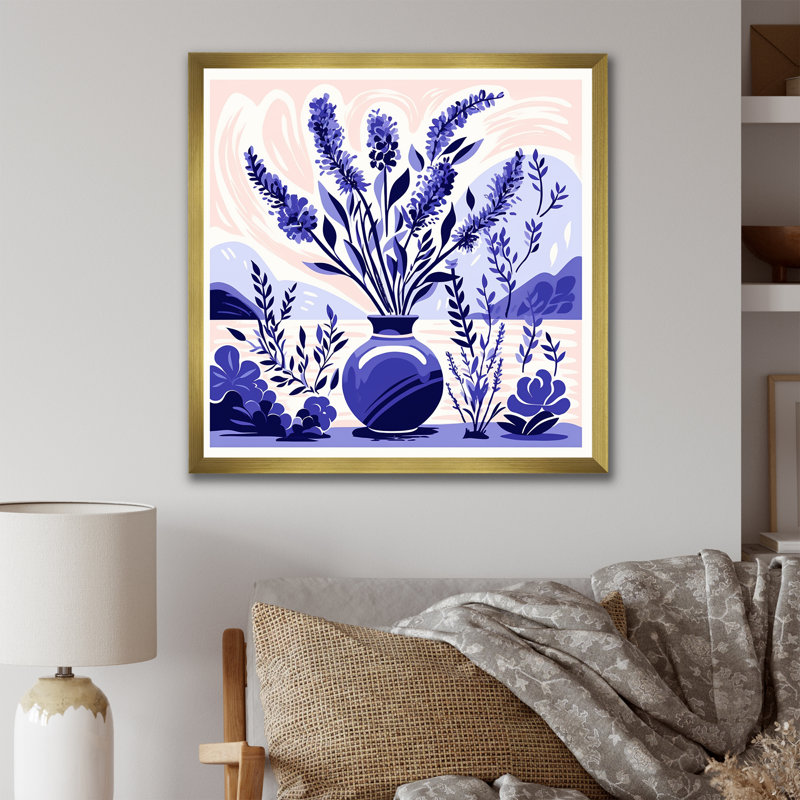 «Mauve Boho Pottery Blooms IV - Boho Pottery», art mural, H 30 po x l 30 po x P 1,5 po, Cadre doré simple
