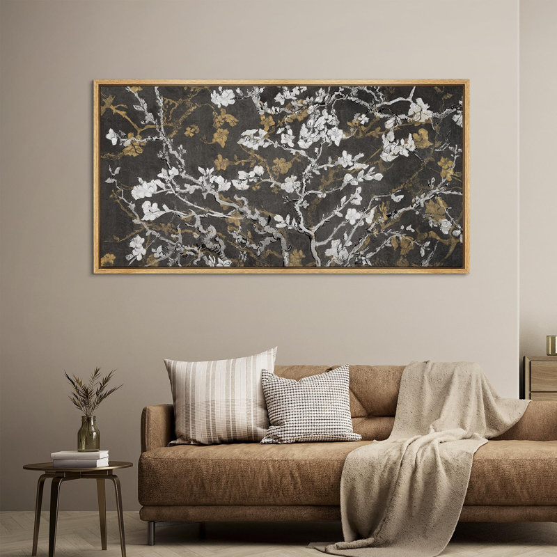 Branches florales complexes sur fond sombre, illustrations rétro, Naturel