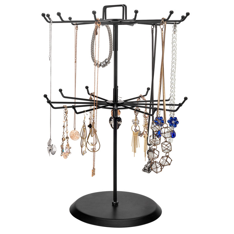 MyGift 24 Hooks Rotating Jewellery Stand, Black