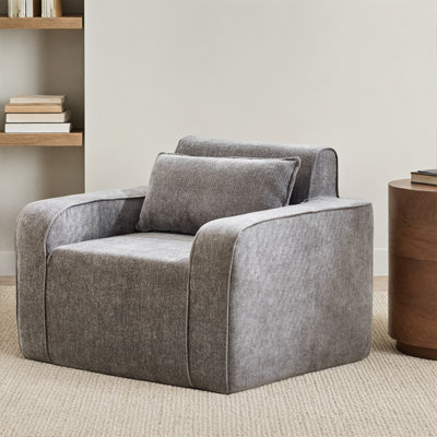 Canapé Boneless, ensemble de 1 chaise d'appoint surdimensionnée de 37 po de largeur, fauteuil en chenille de style Mid-Century moderne pour le salon, canapé d'appoint simple et confortable