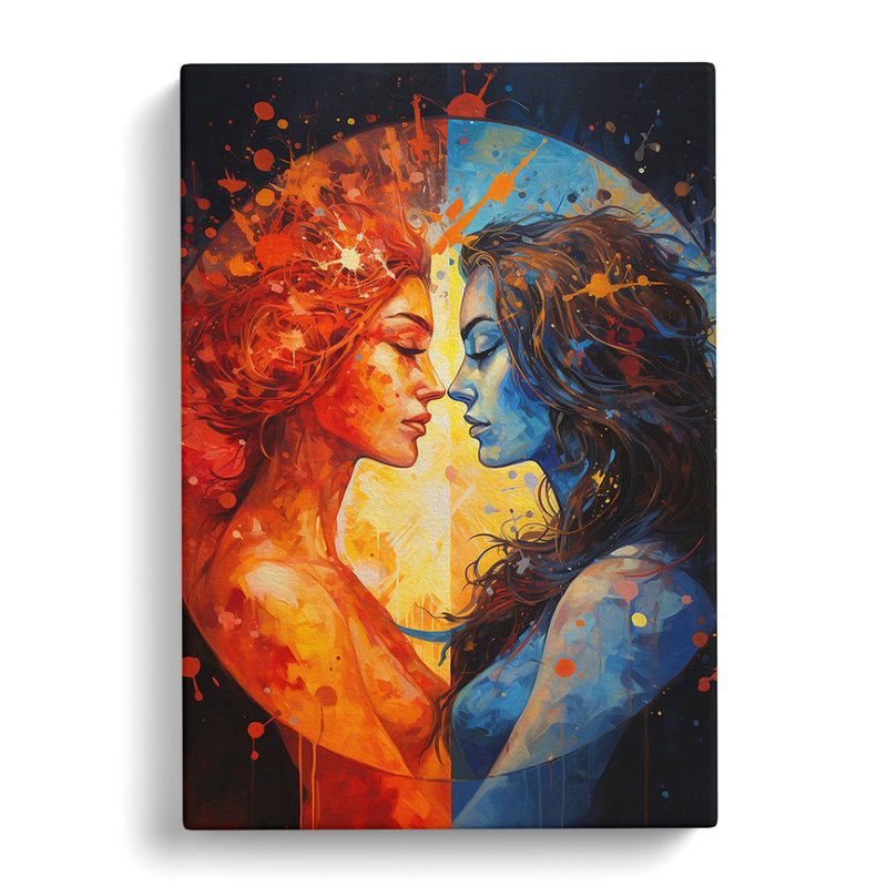 Gemini Zodiac Expressionism - Wrapped Canvas, 60cm H x 40cm W x 3cm D