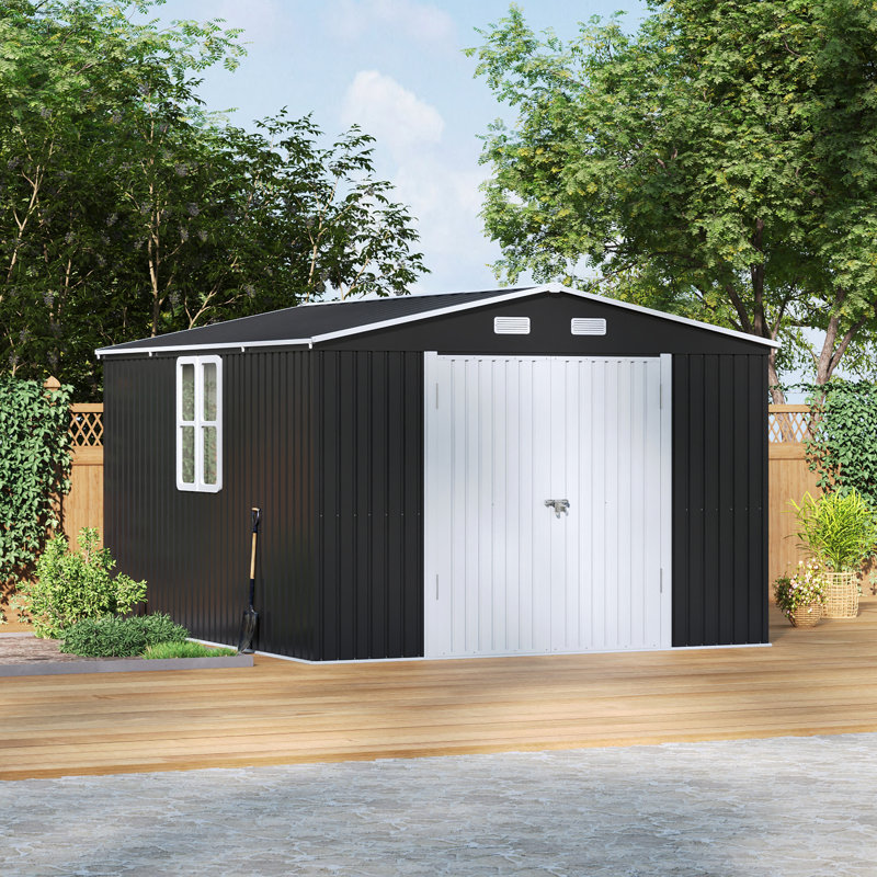 10x12FT Outdoor Metal Apex Roof Storage Shed