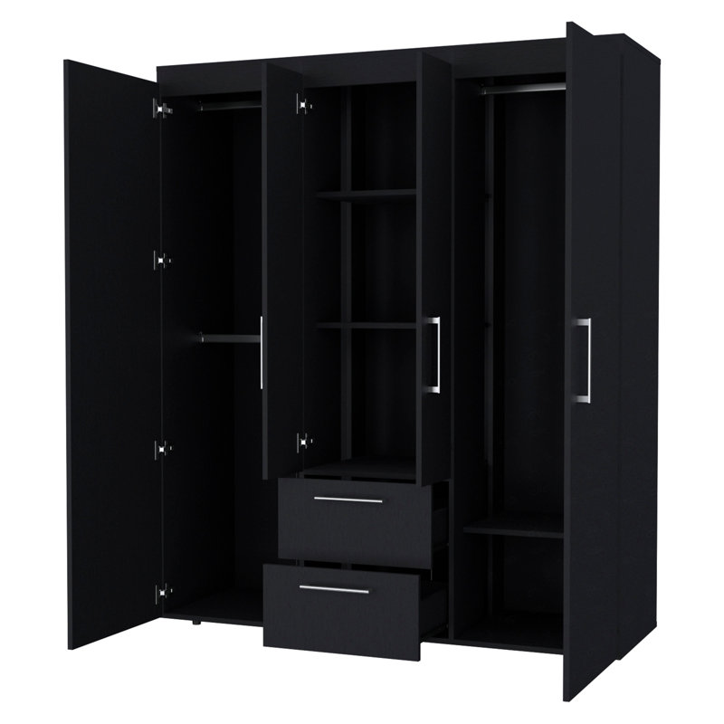 Armoire tout-en-un à 2 portes, Noir