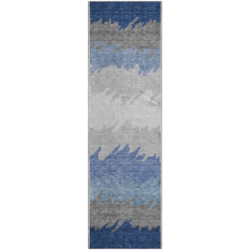 Premium Machine Washable Tweedy Navy Rug, Runner 2'3" x 7'6"