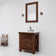 Aberdeen 30 In. Single Sink Blue Limestone Countertop Vanity In Rustic Sienna With Hook Faucet And Mirror