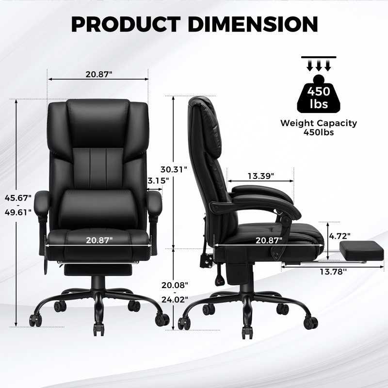 Heated Executive Office Chair with Vibration Function and Footrest