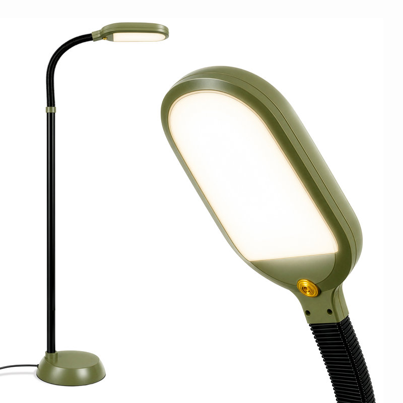 Lampadaire DEL Litespan vert de 135 cm (53 po) à intensité variable, idéal pour la lecture et les travaux manuels, avec tête flexible réglable en hauteur.