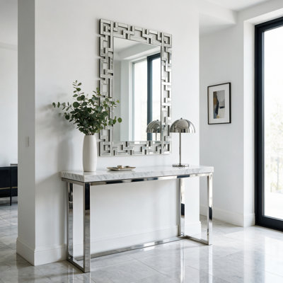 Mcmahan Beveled Accent Wall Mirror with Geometric Mirrored Frame