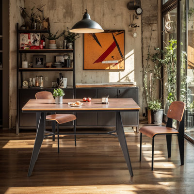2 Persons Metal And Wood Indoor Modern Rectangular Mireida Furniture For Kitchen, Dining Room, Breakfast(47.24"*23.62") by George Oliver