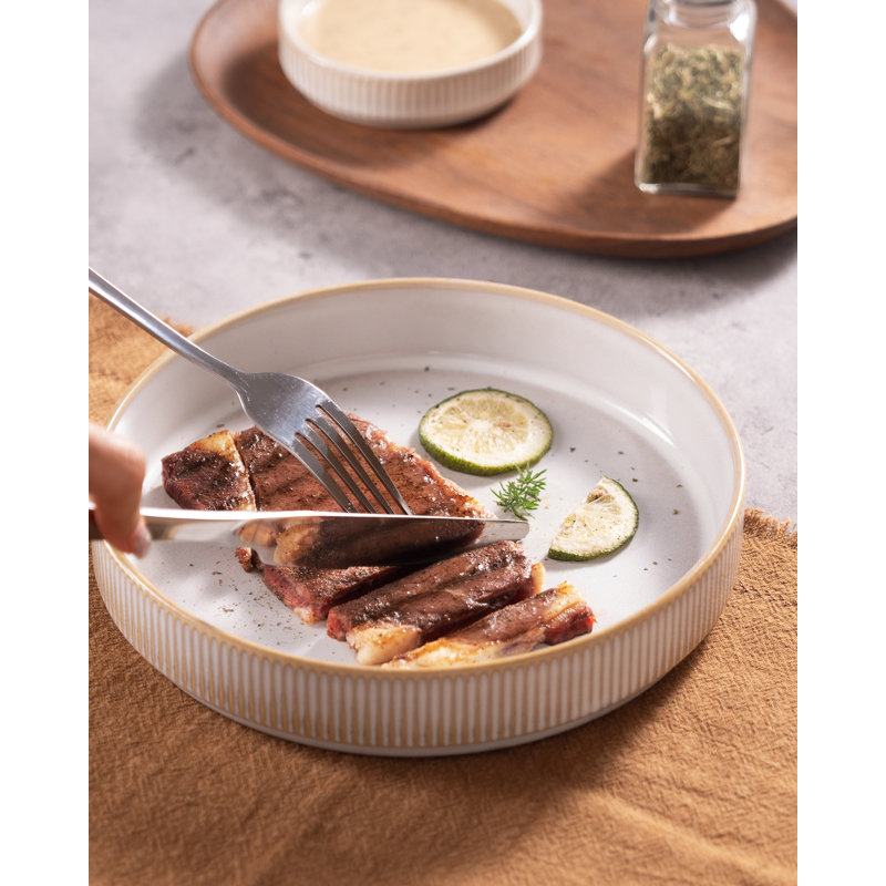 Ensemble de bols à pâtes en grès (ensemble de 4), Cappuccino White