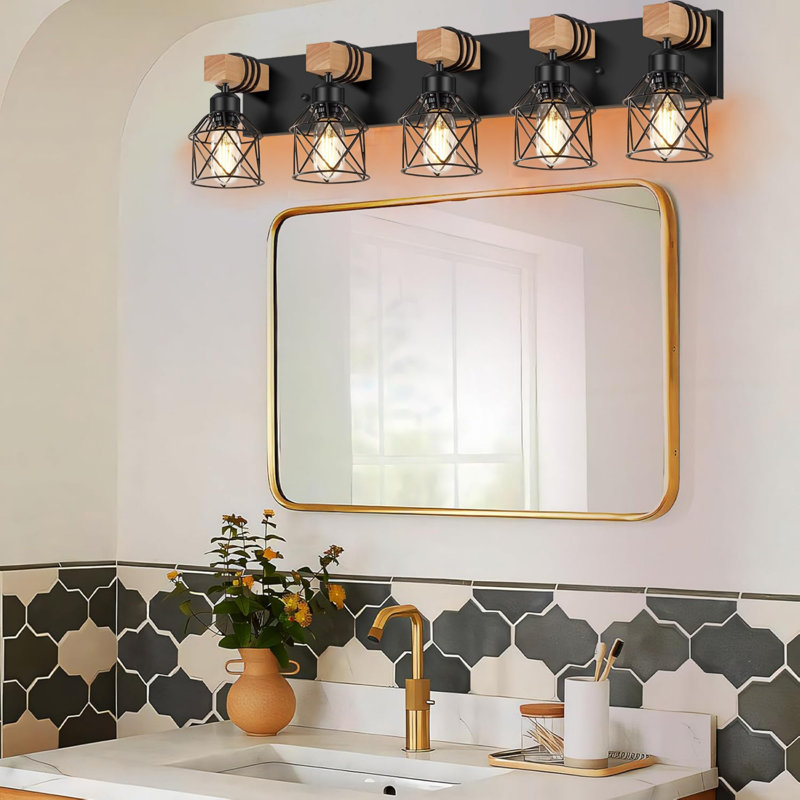 Dimmable Vanity Light, 5 Lights, Black