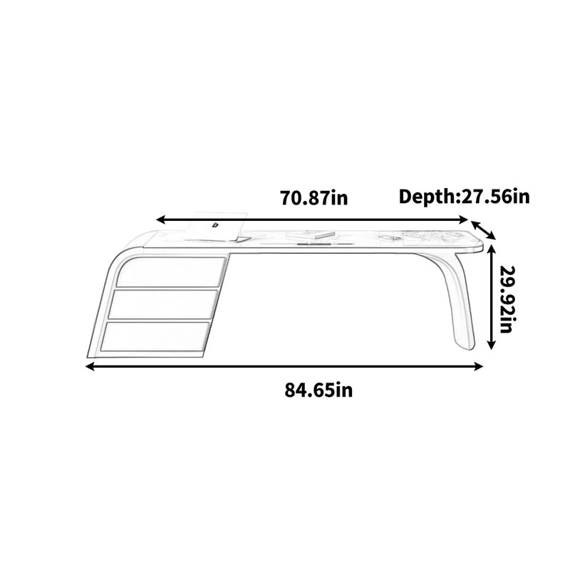 Degnan, Gris, H 29,92 po x l 84,65 po x P 27,56 po