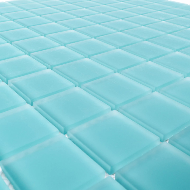 11.8" X 11.8" Matte Finished Glass Mosaic Tile, Aqua