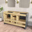 Ensemble de meuble-lavabo double 60 po en bois massif avec comptoir à surface solide, armoire de bain pré-assemblée gris foncé