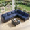 7 Piece Modular Patio Conversation Sets, Sectional Seating Group with Cushions