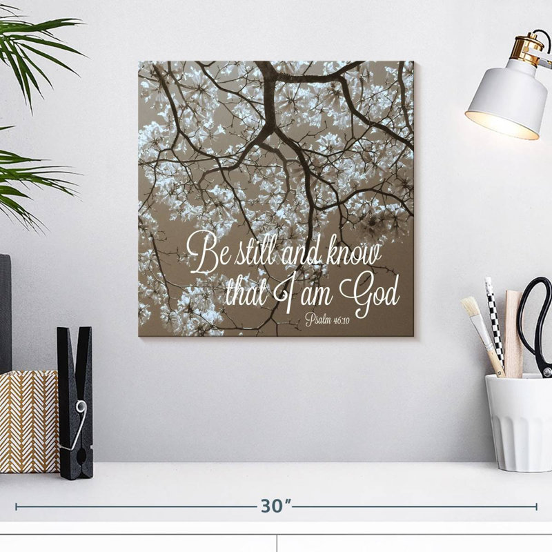Verset biblique «Tergel Be Still», H 16 po x l 16 po