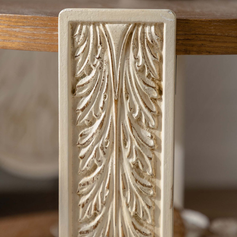 Table basse en bois sculpté rétro, table de bout avec rangement double couche pour le salon