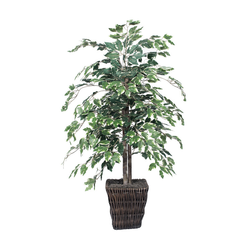 Panier de saule carré panaché artificiel 4 pi Ficus