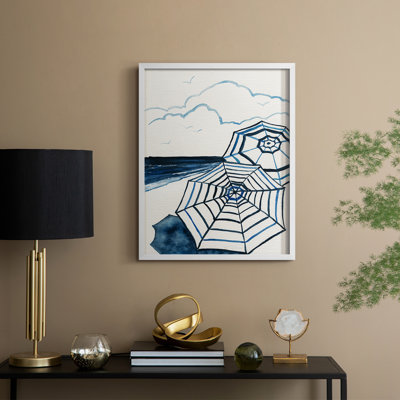 Coast Sketch Long Beach Framed Print - Solid Wood