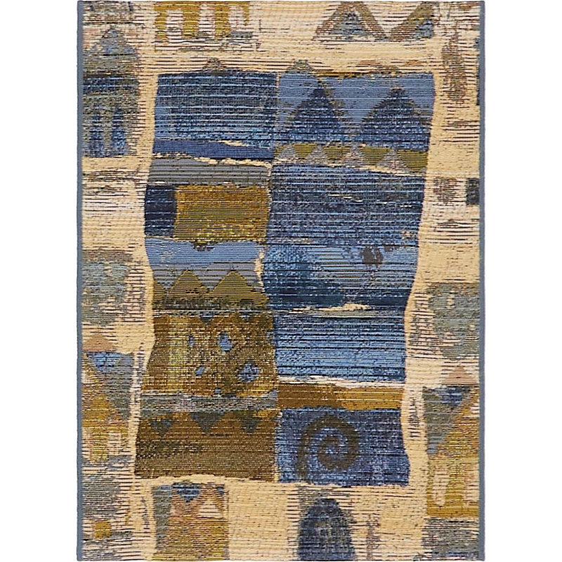 Outdoor Veranda Area Rug Squared Color, Rectangle 2'2" x 3'