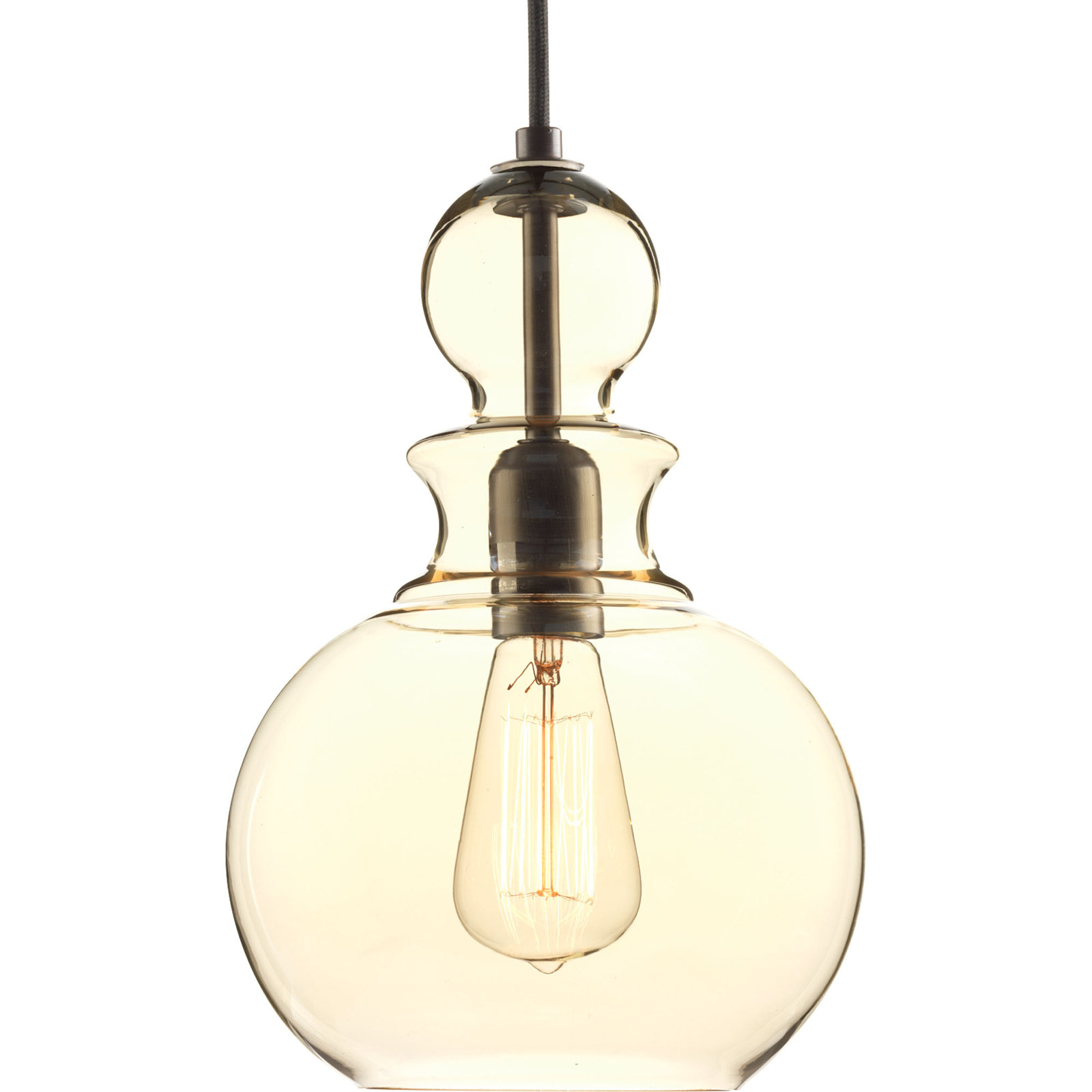 Theron Single Light Glass Dimmable Pendant, Antique Bronze, Champagne
