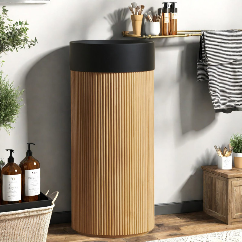 Meuble-lavabo moderne (avec meuble-lavabo et lavabo), salle de bain compacte en marbre de bois de 16 po