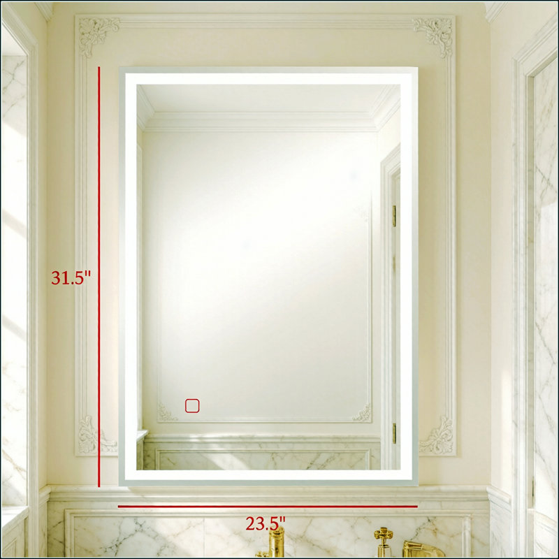 Miroir mural intelligent à DEL avec contrôle tactile et éclairage réglable pour un décor de meuble-lavabo moderne