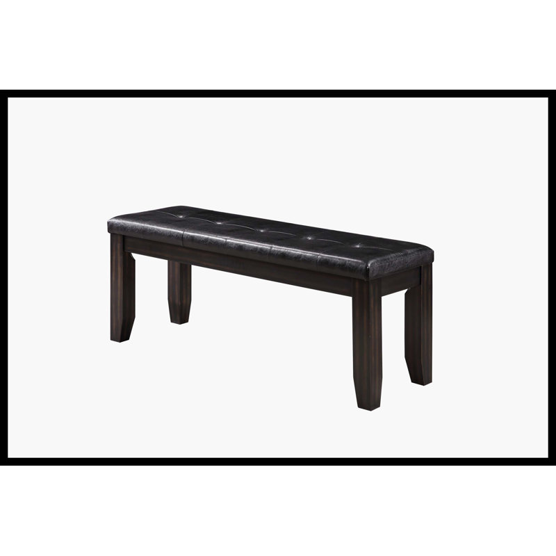 Banc en cuir synthétique noir Urbana et finition espresso