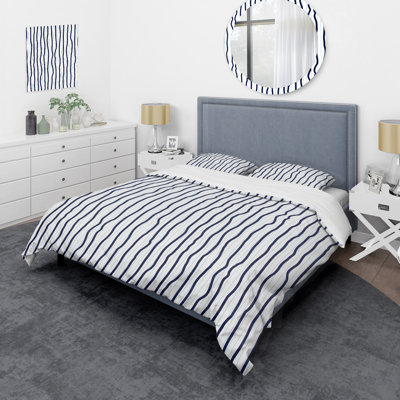 Black And White Striped Pattern Polyester Striped Duvet Cover
