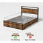 Queen Size Metal Bed Frame With 8 Storage Compartments, Led Headboard & Charging, No Box Spring, Noise-, Stable, Beige Brown Copper