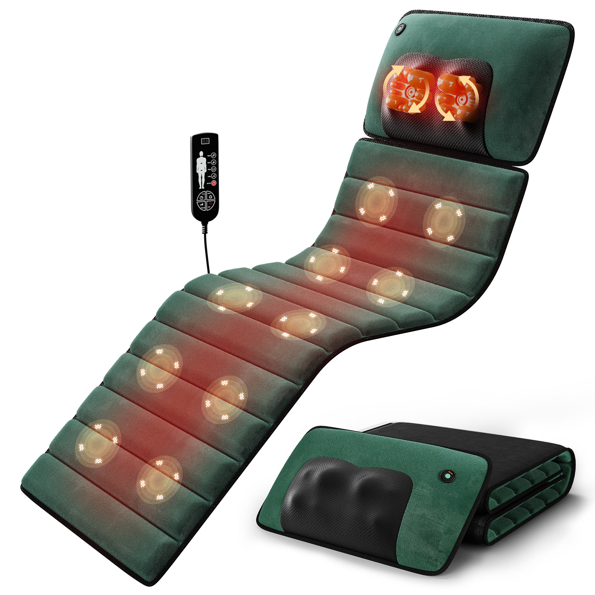 HIMOUTA Full Body Massage Mat With Heat, Detachable Massager Pad Deep ...