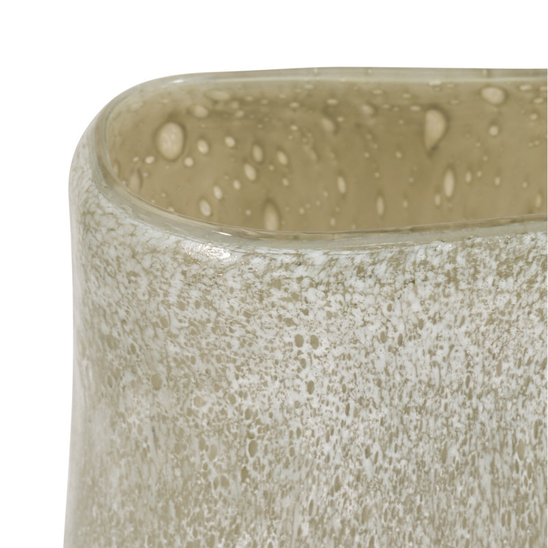 Mia Medium Green Glass Vase 10" Handcrafted Glass Decor for Modern Homes, 10" H x 7" W x 3" D