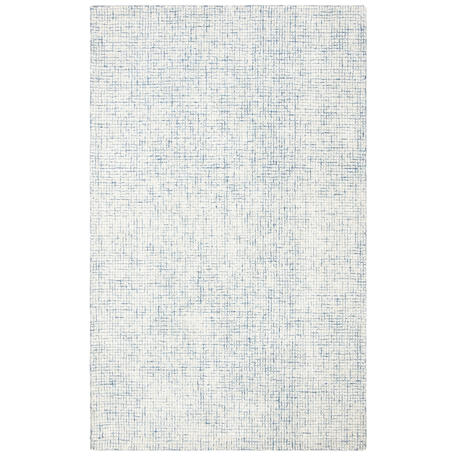 Rowe Handmade Tufted Ivory/Blue Rug, Rectangle 5' x 8'