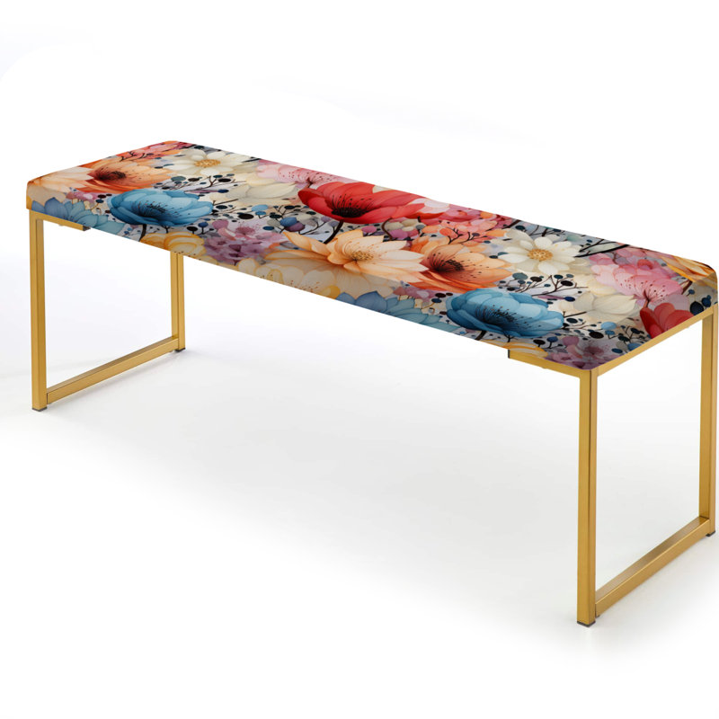 Upholstered Gold Bench, Watercolor Fantasy