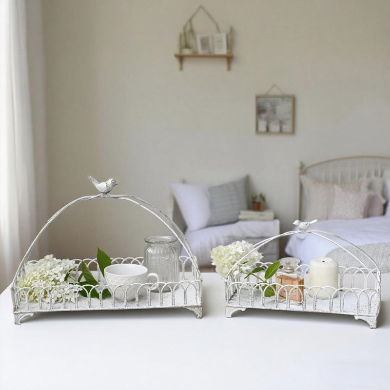 Ensemble de 2 plateaux décoratifs, plateau Vinatge pour la décoration et l'organisation de la table