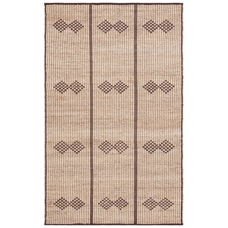 Kobei Natural Fiber Flat Weave Jute Pile Southwestern Rug, Rectangle 8' x 10'