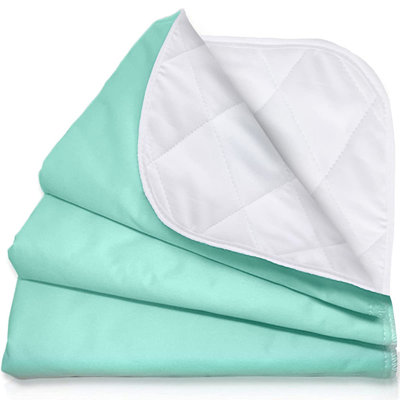 Martynne Waterproof Reusable Underpad 34x36 inch 3 Pack Incontinence Sheet Bed Pad Protector Children Green