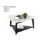 Table basse triangulaire contemporaine avec plateau en marbre et tablette inférieure - finition noire et blanche
