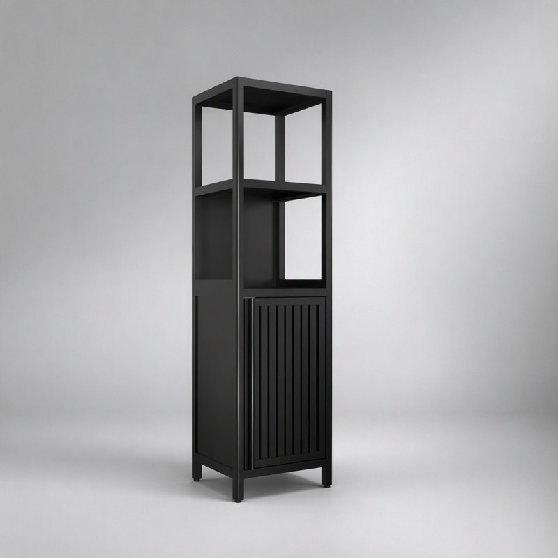 Tour de rangement en bambou de 52 pieds de haut pour le linge de maison, avec étagères et portes, idéale pour les petits espaces et polyvalente pour les salles de bain, les chambres et les salons.