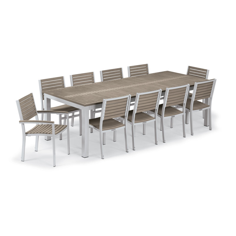 Travira Outdoor 11 - Piece Dining Set, Teakwood Vintage