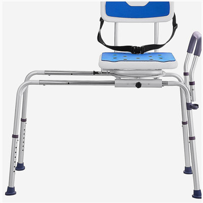 Chaise de douche coulissante à transfert de baignoire avec siège pivotant à 360 degrés 400LBS