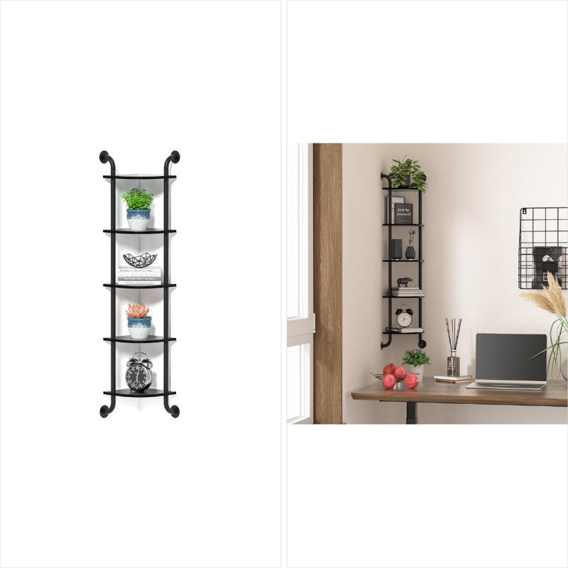 Tablette de coin en coin Tablettes flottantes Support de rangement en bois industriel rustique pour cuisine