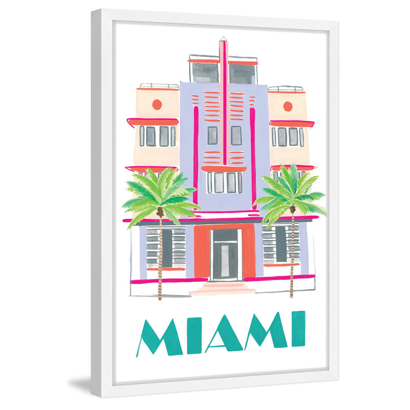 « miami art déco » par molly rosner, reproduction d’art encadrée, H 36 po x l 24 po x P 1,5 po